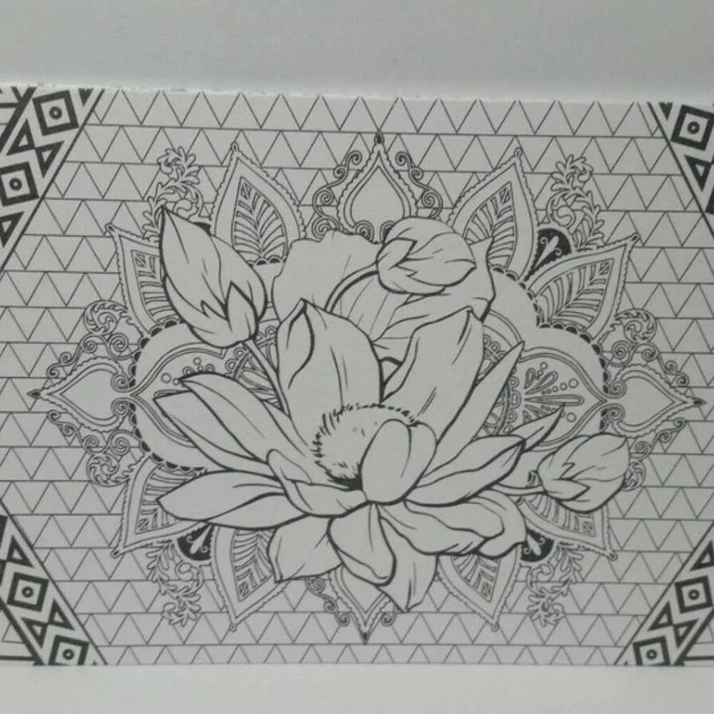 Adult Coloring Stationary Set Post Cards Notepads 8 Packs Flowers Animals Shells